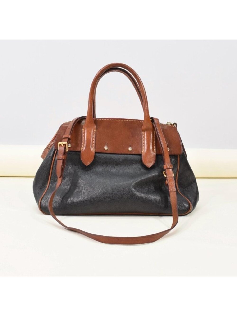Dooney & Bourke Vintage 90s Black Two-Tone Leather Bag - Picture 9 of 16